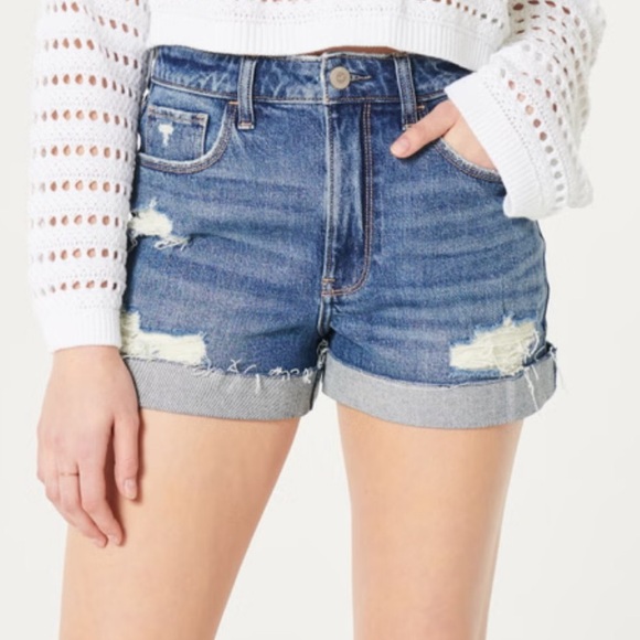 Hollister high rise cuffed denim jean shorts - Picture 1 of 6